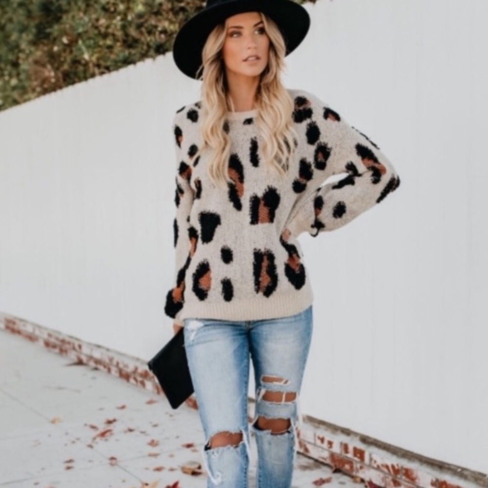Vici firefly feline leopard sweater NWOT